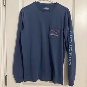 Vineyard Vines Men's Classic Whale Blue Long Sleeve Tee Size Small S